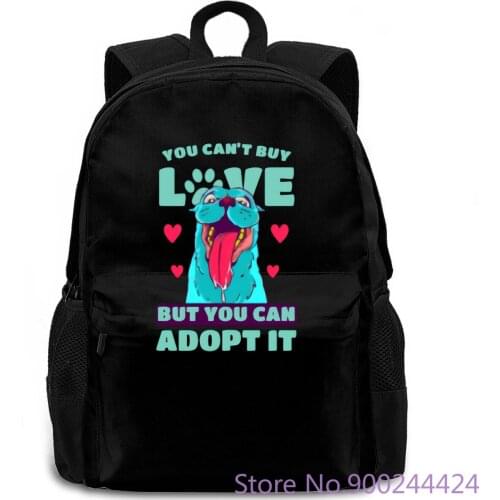You Can't Buy Love But You Can Adopt It Black Print Brand Solid Color women men backpack laptop travel school adult