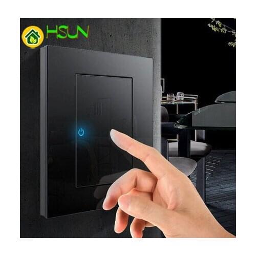 86 Type Black Tempered glass Switch 1 2 3 4 gang 1 2 way Lizard Point Switch Comuter TV Telephone Socket Household Wall Switch