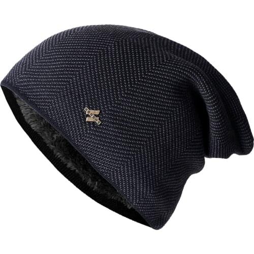 High Quality Cotton Winter Hat Add Fur Warm Beanies Hat Baggy Skullies Knitted Hat For Men Women Ski Sports Beanies Cap