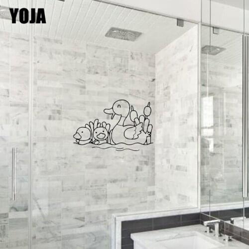 YOJA 18x27.5CM Childrens Room Decoration Cute Duckling Wall Sticker Bathroom Glass Decal G2-0270