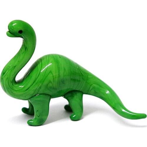 Green Miniature Glass Dinosaur Art Figurines Ornament Cute Simulation Reptile Gifts For Kids Home Desktop Decoration Accessories