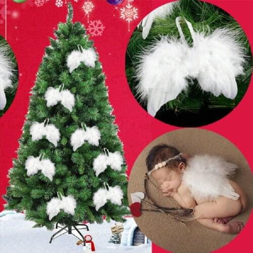 1 set baby show Decorations Angel Feather Wings Hanging Props White Plush Feather Ornament Party Decor