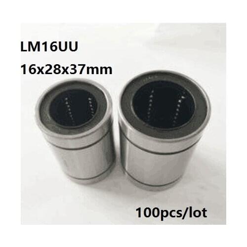 100pcs/lot LM16UU LM16 16x28x37mm Linear motion bearings bushings for 3D printer CNC router parts 16*28*37mm