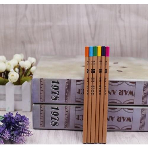 12 pcs/lot HB Good Quality Drawing Khaki Candy Colors Triangle Pencil Stationery For Office and School Supplies No earser