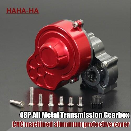 48P All Metal Transmission Gearbox with Motor Gear/Protective Cover for 1/10 RC Crawler Axial SCX10 Upgrade RC Car Parts