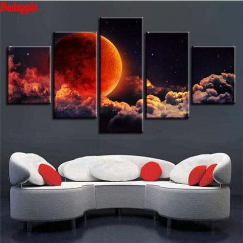 5 Panel Sky Planet Landscape Diamond Painting Cross-Stitch DIY Embroidery Out Space Pictures of Rhinestone Painting mosaic decor
