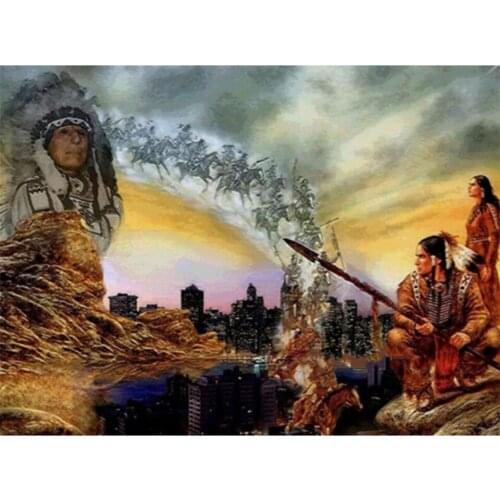 5D Diy Handmade Art"Woman Horses" Diamond Painting Cross Stitch Mosaic Diamond Embroidery Tribal Indian Woman Retro Home Decor