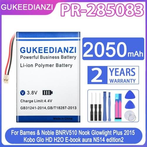 GUKEEDIANZI Replacement Battery PR-285083 2050mAh For Barnes & Noble BNRV510 Nook Glowlight Plus 2015 Kobo Glo HD H2O E-book aur