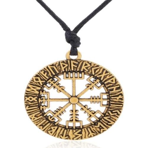 Classic Pendant Necklace Unisex Snowflake Shape In Round Charm With Special Runes Viking Jewelry Zinc Alloy Dropshipping
