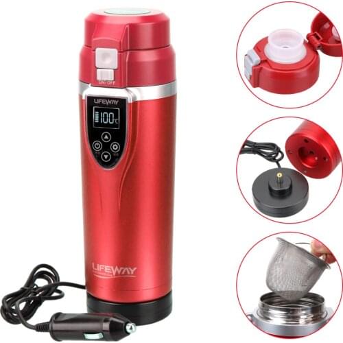 350ML Adjustable Temperature Car Heating Cup Vehicle Charging Heated Mug with Charger Car Travel Boiling Mug For Coffee Tea Milk