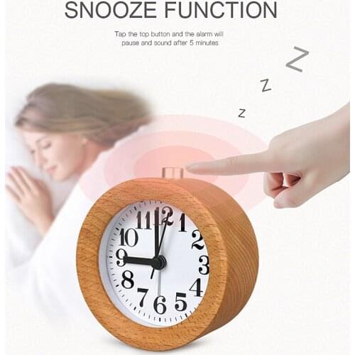 Wooden Clock Snooze Bedside Kids Alarm Clock Circular Needle Backlight Desktop Clock Wood Home Alarm Clock Despertador Будильник