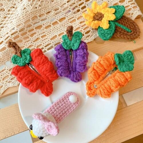 Children Cute Colors Cotton Knitting Ornament Hair Clips Baby Girls Lovely Sweet Hollow Barrettes Hairpins Kids Hair Accessories