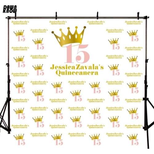 DAWNKNOW Golden Letter Photography Background Photocall Personal 15th Adult Birthday Party Photo Shoot Backdrop Customize lv2429