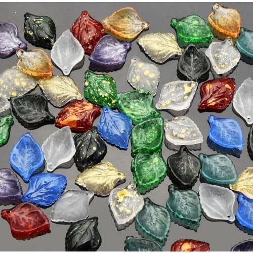 16X23MM Crystal Leaf Shape Beads 20Pcs Pendant Glass Beads For Earrings DIY Crafts Popular Fashion Charm Handmade Xmas Jewelry
