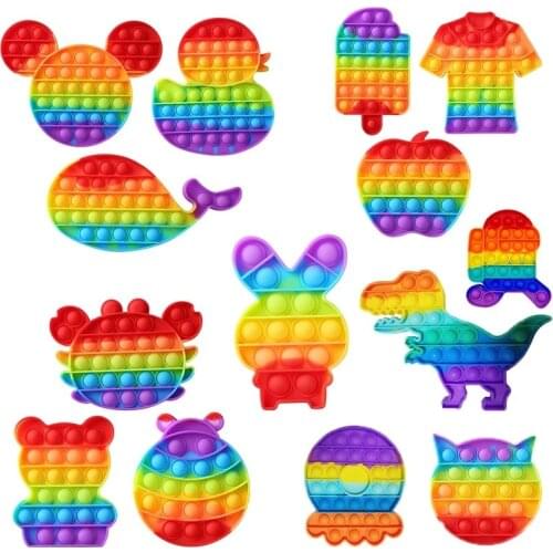 Fidget Stress Toy Rainbow Push It Bubble Antistress Toy Adult Children Sensory Toy To Relieve Autism Playing Board Gift