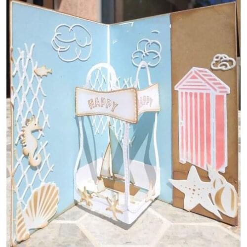 JMCRAFT 2021 Beach Cabin And Swimming Ring #5 Metal Cutting Dies DIY Scrapbook Handmade Paper Craft Metal Steel Template Dies