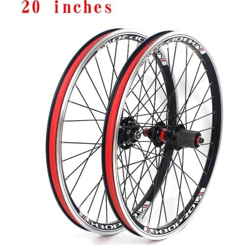 Mountain bike wheel set 20 inch 406 451 V brake disc brake double layer aluminum alloy 2 bearing 7-10 speed 32 hole wheel set