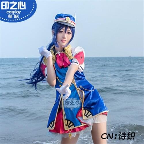 Love Live Sunshine Happy Party Train Matsuura kanan Dress Navy Uniform Cosplay Costume A