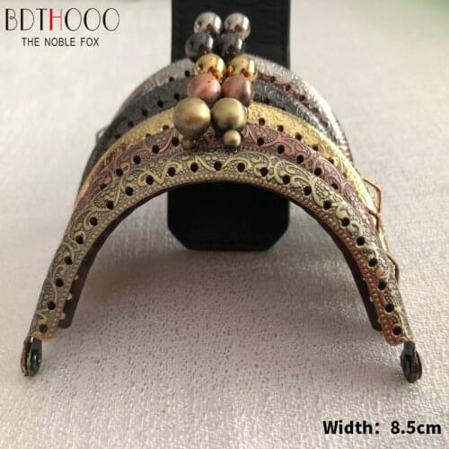 8.5cm Round Metal Purse Frame Handle for Clutch Bag Handbag Accessories Making Kiss Clasp Lock Antique Bronze Gold Bags Hardware