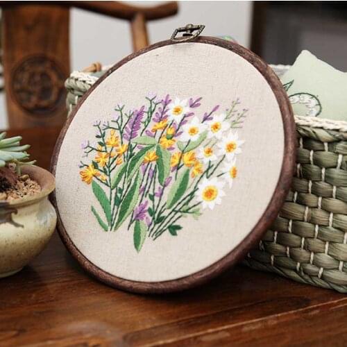 DIY Ribbons Flower Embroidery for Beginner Needlework Practice Kits Cross Stitch Craft Wall Painting Art Home Decor Meet Sets