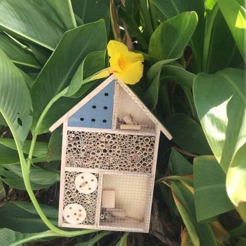 Hot Wooden Insect Hotel Bee House Wood Bug Room Hotel Shelter Garden Decoration Nests Box for Ladybugs Lacewings Butterfly