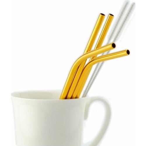 Metal Reusable Straws Set 304 Stainless Steel 1/2/4/6 Sets Straight Bent Drinking Straw Cleaning Brush For Party Drop Shipping