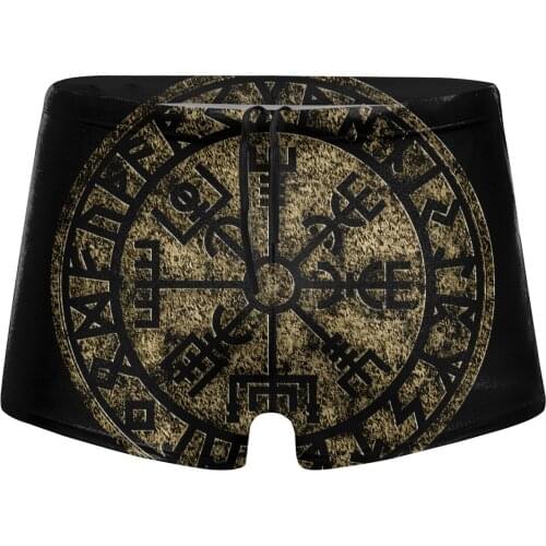 Men Valhalla beach swimming trunks VINTAGE VEGVISIR Futhark Runes Icelandic Magical Stave Swimsuit Boy for the sea Pool