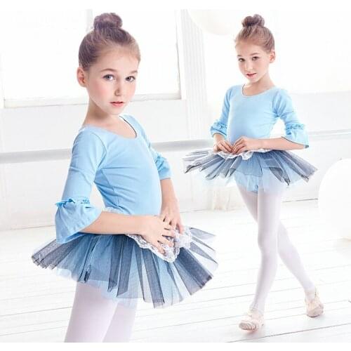 Sky Blue Lace TUTU Ballet Dance Wear Girls Cotton Ballet Dress Kids Ballet Dresses Professional Swan Lake Ballet Costume F Girls