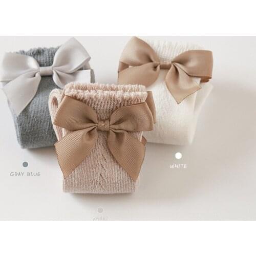 3 pairs/lot 0-6 Years Newborn Socks Girl Big Bow Knee High Long Soft Kids Socks Baby Girls Socks New Toddlers Bowknot Cotton