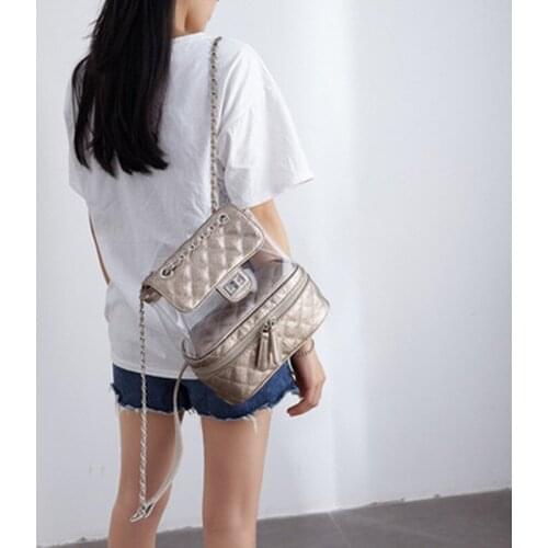 2021 new transparent jelly rhombic chain female backpack single shoulder large capacity bag cosmetic storage bag ita