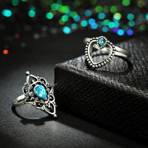 2021 New 13 pcs/Set Knuckle Ring Floral Stone Boho Vintage Jewelry Fashion Ethnic Crown 2020 trend