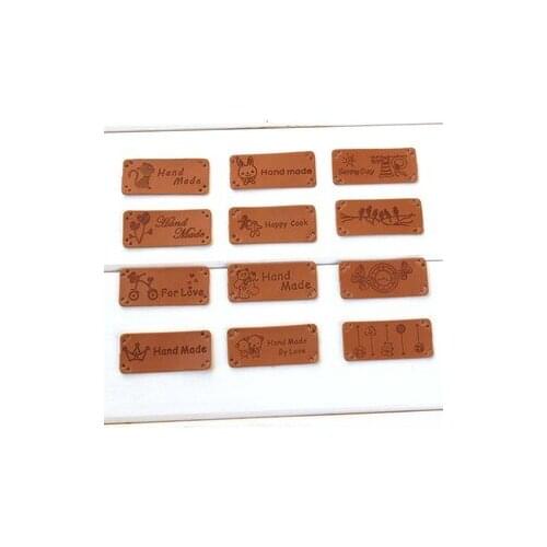 New arrival 2*4.5 cm Handmade Patchwork Sewing PU Leather Label, PU Label Sew-on Fabric ,Bag DIY Decoration