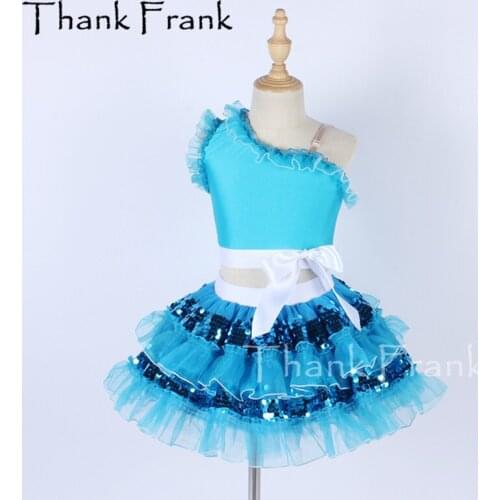 New Sequin Ballet Costume Girls Women 2-Piece Dance Costumes Incluing Top And Tutu Skirt Kids Adult Sleeveless Modern Dress C778
