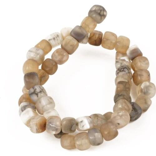 Bulk Wholesale Natural Square Matte Black White Dragon Veins Agates BeadsLoose Beads 8mm Needlework DIY Necklace Bracelet