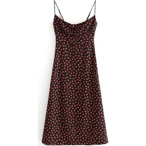 Vintage chiffon floral boho dress women 2021 Sexy backless midi dress Summer elegant black beach party dress korean vestidos