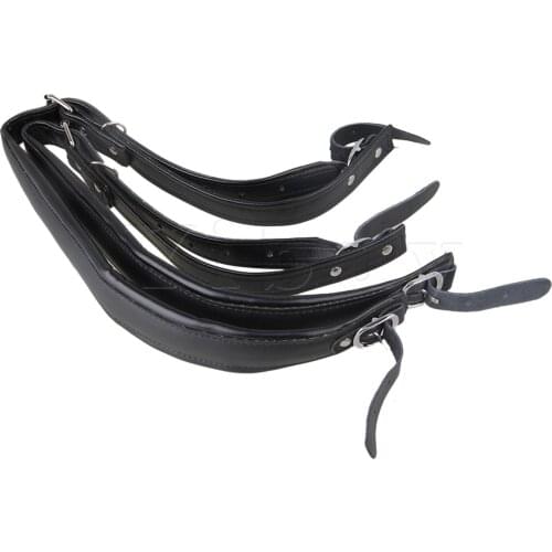 Yibuy Black Soft PU Leather Accordion Shoulder Harness Strap with Adjustable Buckles Pack of 2