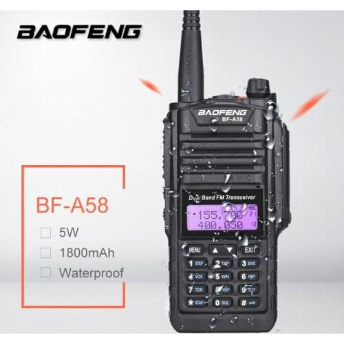 Baofeng BF-A58 Waterproof Walkie Talkie Ham CB Amateur Radio Station Dual Band UHF VHF HF Transceiver Radio Scanner BF A58 PMR