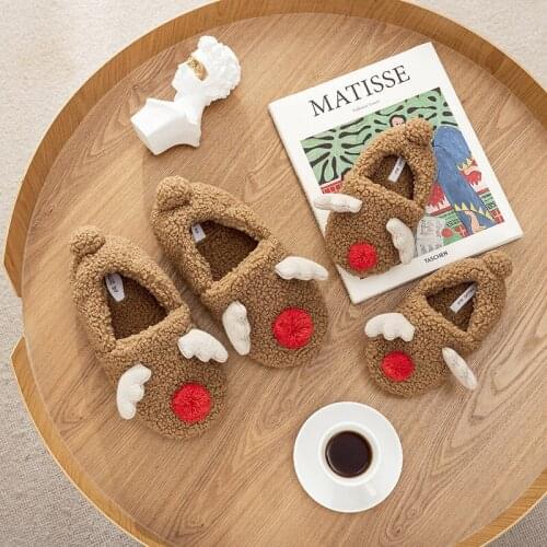 Christmas Elk Cotton Bag Heel Home Waterproof and Antiskid Indoor Mother Child Family Slippers