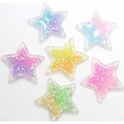 Cute FlatBack Resin Cabochons Gradient Glitter Star Scrapbooking Crafts For Jewelry DIY Decoration