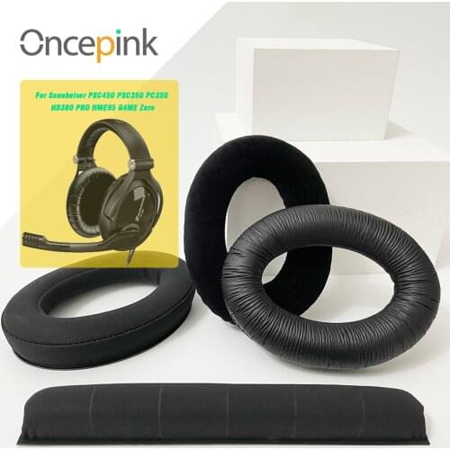 Oncepink Replacement EarPads Headband For Sennheiser PXC450 PXC350 PC350 HD380 PRO HME95 G4ME Zero Headphone Ear Cover Repair
