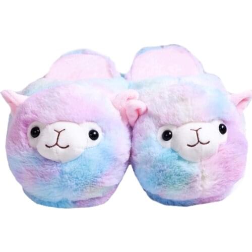 Cartoon Alpaca Funny Shoes Girls Lovely Indoor Slippers Ladies Home Shoes Fashion Plush Warm Slippers Women Winter Shoes