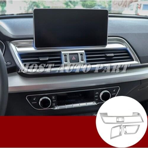 Stainless Steel Interior Center Console & Side Air Vent Outlet Cover Trim For Audi Q5 2017-2021 3pcs Car Decoration