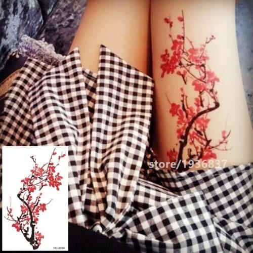 Nu-TATY Waterproof Temporary Tattoo Sticker 5 Set Flower Series Chinese Classical Red Plum Blossom Sexy Beauty