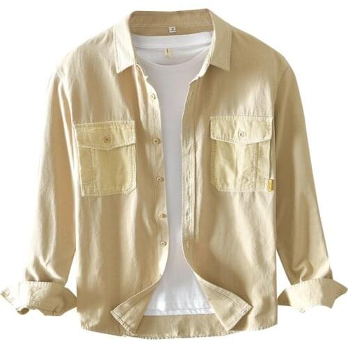 High Quality Fashion Mens 100% Cotton Casual Shirt Full Turn-down Collar Casual Broadcloth Solid Single Breasted Shirts M-3xl