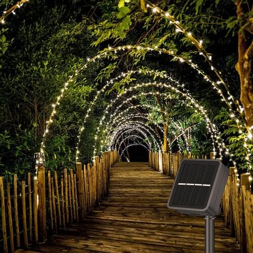 Yohencin 2 Pack Warm White 10M 100pcs LED Waterproof Solar Decorative for Christmas Parties Garden Solar Fairy Lights Outdoor