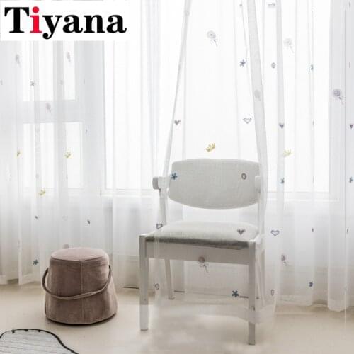 Girls Cartoon Room Curtain Candy Embroidery Voile for Living Room Sheer Curtain Mesh Fabric Bay Window Drape ZH318Z
