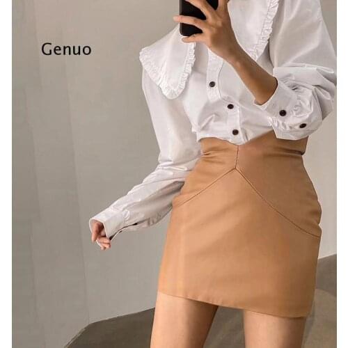 Womens Pu Bodycon Sexy Short Skirt High Waist Faux Leather Mini Skirts Female 2020 New Autumn Winter Fashion Ladies Bottoms