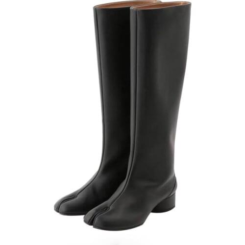 2021 Brand Design Knee High Boots Winter Split Toe Women Long Boots Fashion INS Style Round High Heels Winter Shoes Women