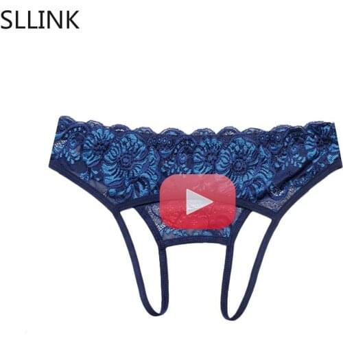 Women Sexy Opening Crotch Panties Low Waist Lace Crotchless Thongs for Sex Underpants Transparent Lace Panties