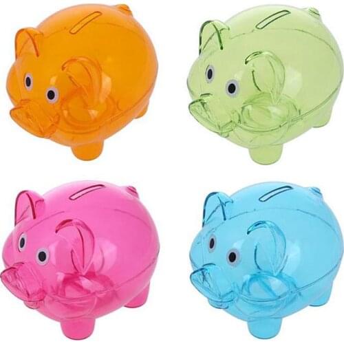 1pc Cute Piggy Bank Piggy Bank Change Transparent Money Box Funny Gift Plastic Pig Childrens Banking Toy Coin Money Box